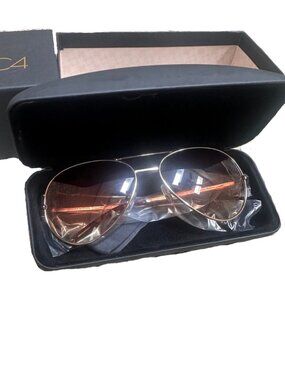 NEW C4 Gold and Brown Aviator Sunglasses